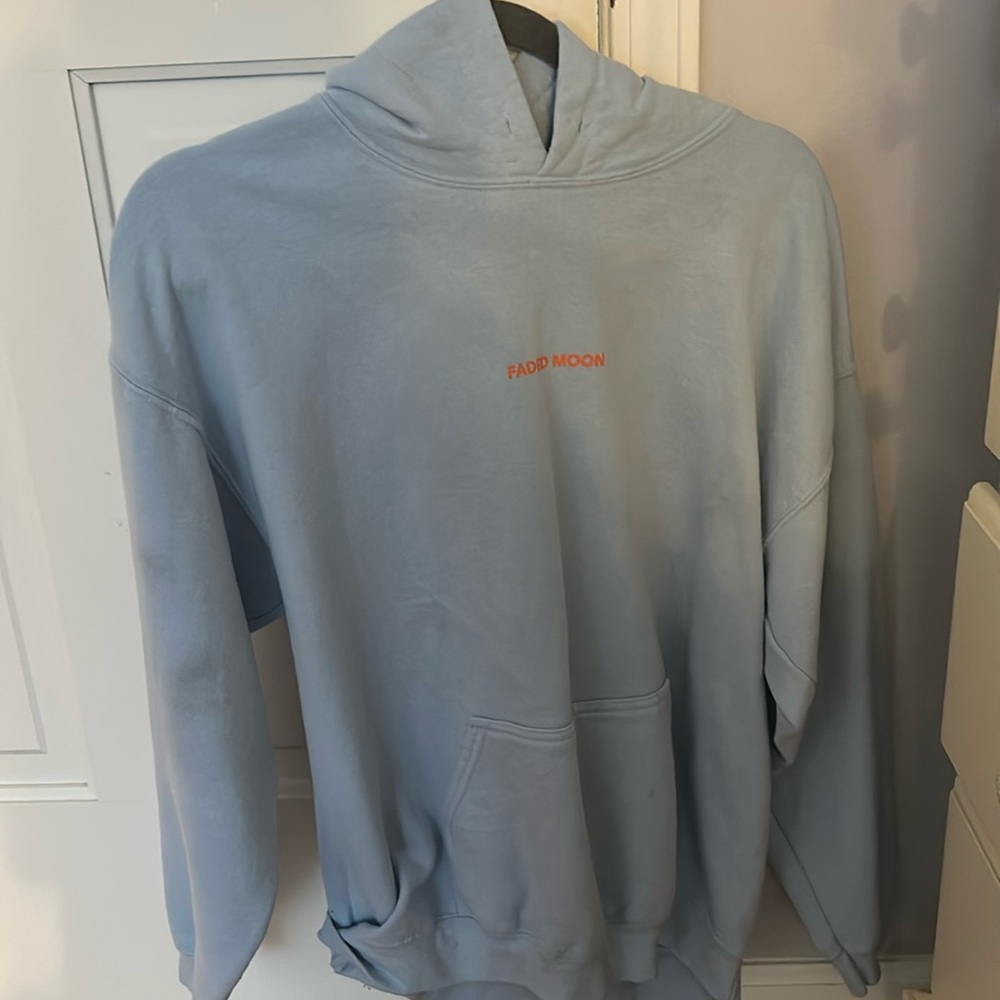 Faded moon under the same moon hoddie light blue size L